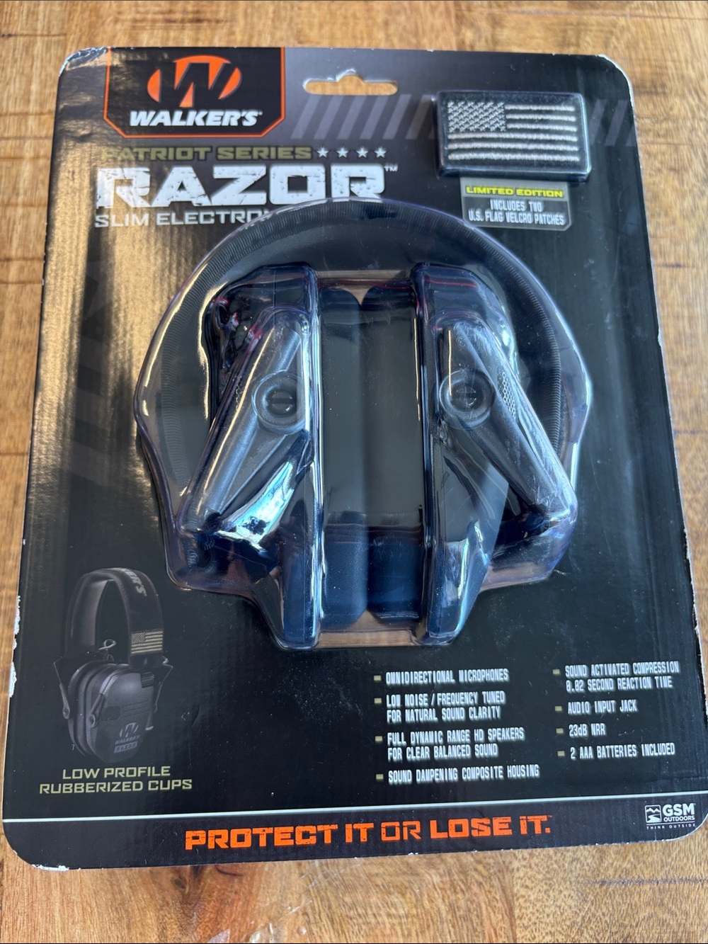 Walker's Razor Slim Electronic Muff Black Patriot Version set of 2.